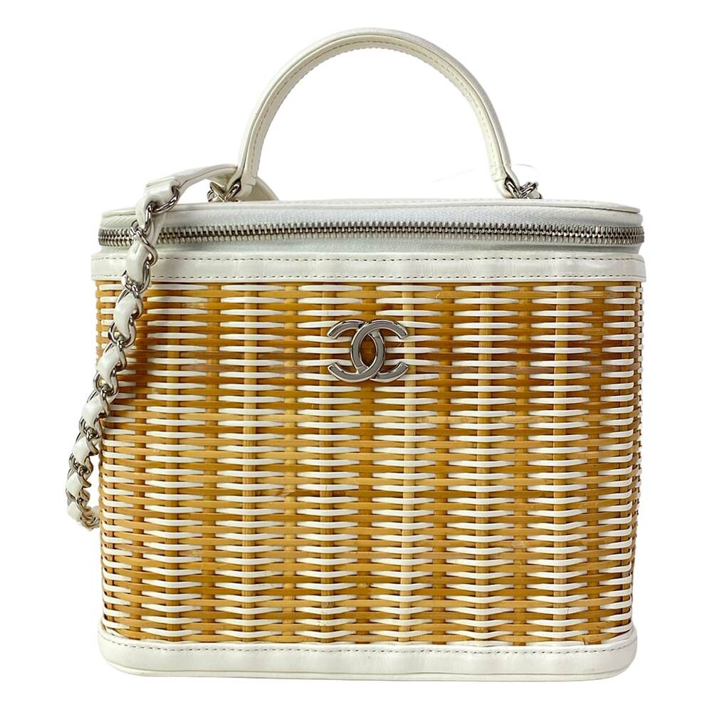 Chanel Vanity Case Vanity Bag AS1347 Natural White Rattan Calf Skin